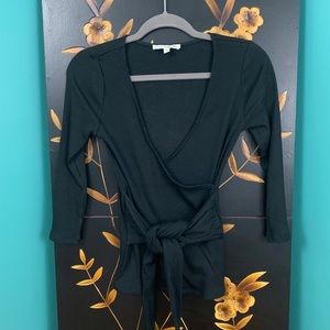 Express One Eleven Black Tie Waist Wrap Top Small